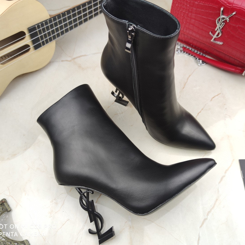 سینٹ لارینٹ خواتین کے اوپیم سیاہ ٹخنوں کے جوتے YSL ٹخنوں کے جوتے (3)
