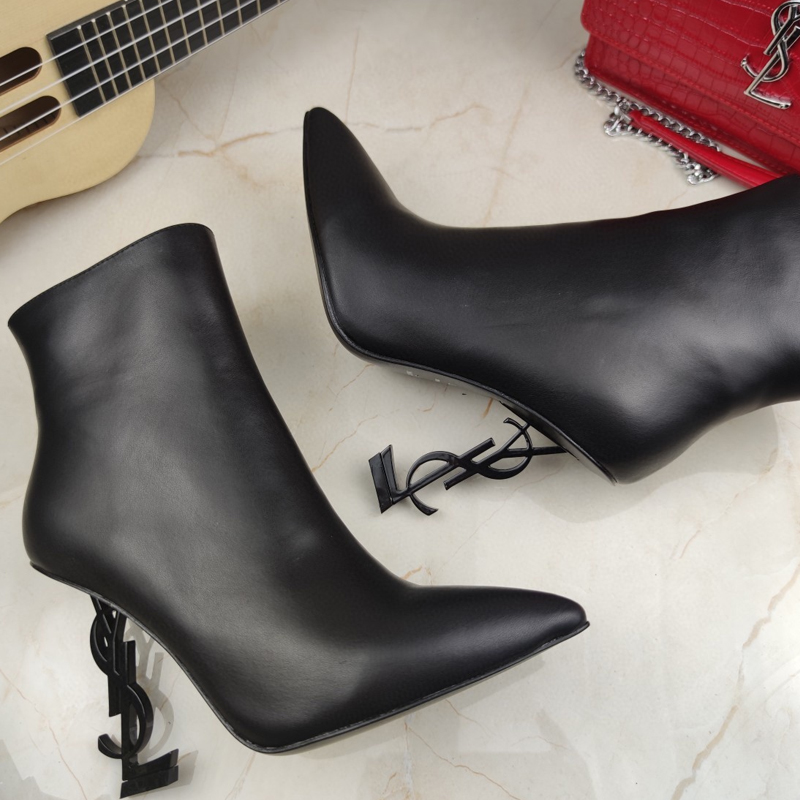 سینٹ لارینٹ خواتین کے اوپیم سیاہ ٹخنوں کے جوتے YSL ٹخنوں کے جوتے (6)