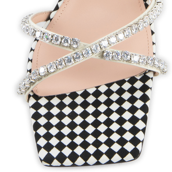 custom made high heel sandals with chess grid sole and crystal strap (10)