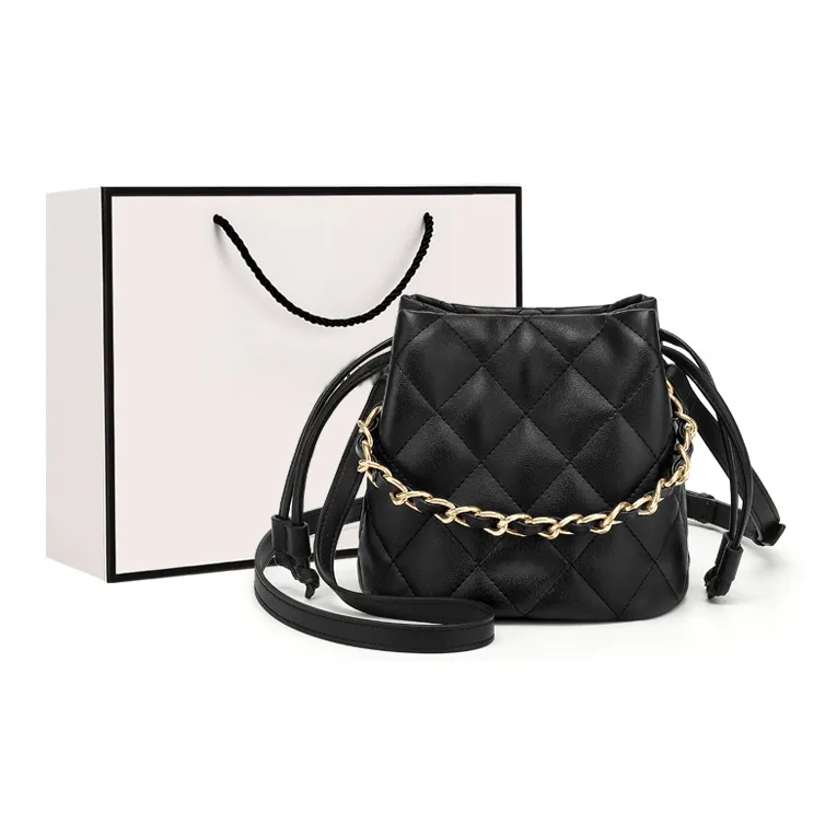 Customizable Elegant PU Bucket Bag with Adjustable Strap