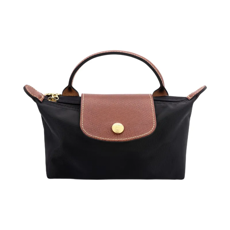 Mini Black Leather & Canvas Bag
