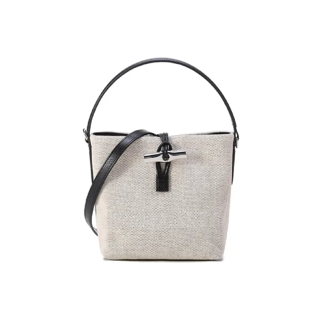Minimalist Clog-Matching Linen Bucket Bag with Bamboo Lock