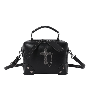 Trendy Cross and Skull PU Box Bag