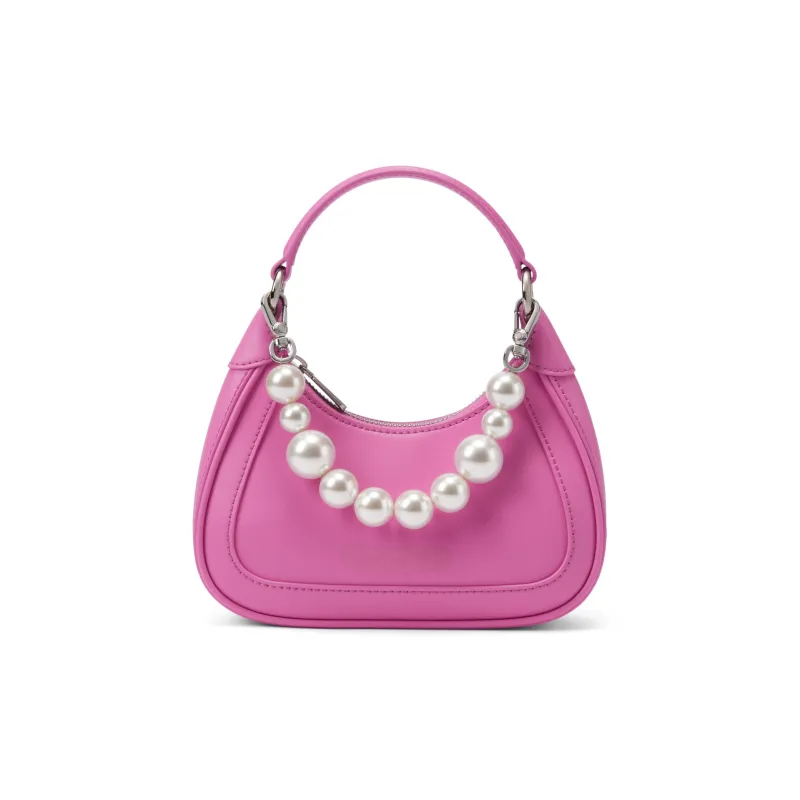 Customizable Mini PU Pearl-Decorated Pink Handbag