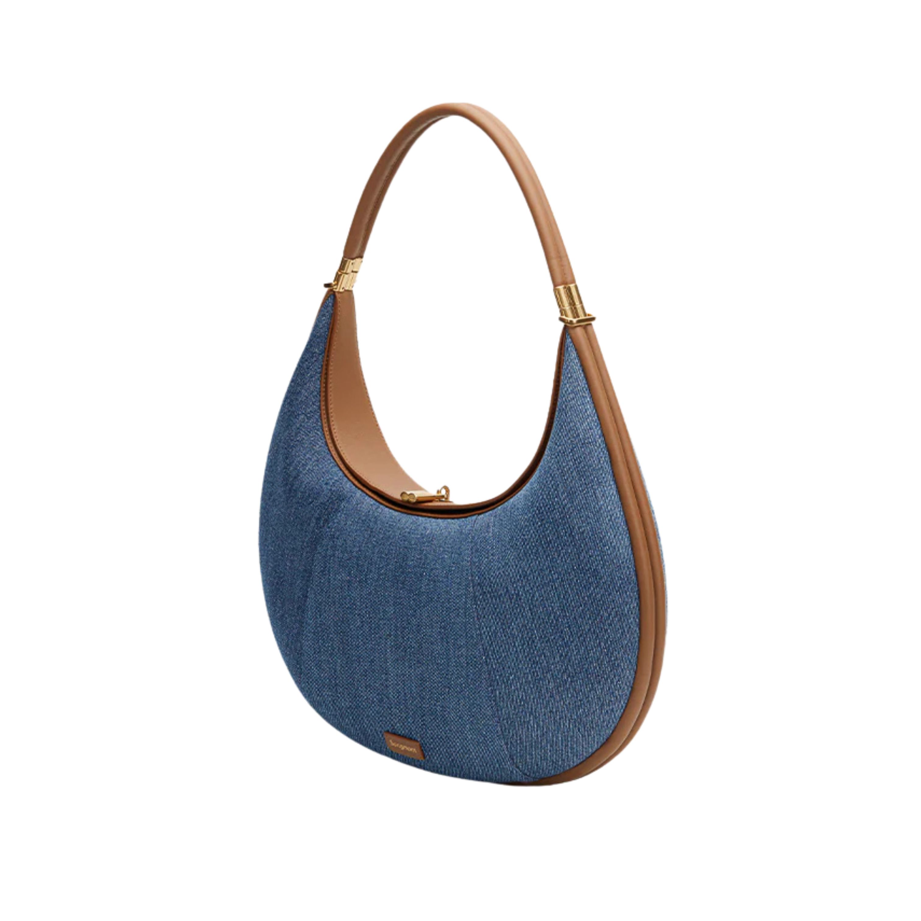 Denim Moon Bag & Crescent Bag with Leather Trim