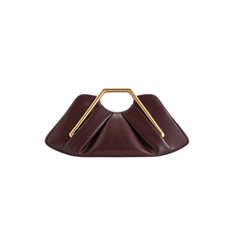 Lila Metal Frame Clutch - Burgundy