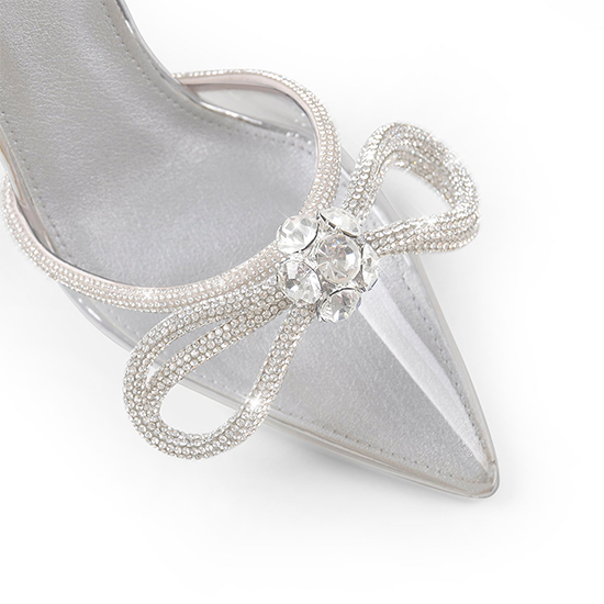2022 hot sale kristal Bow Pointed Toe Sandal Tumit Tinggi (9)