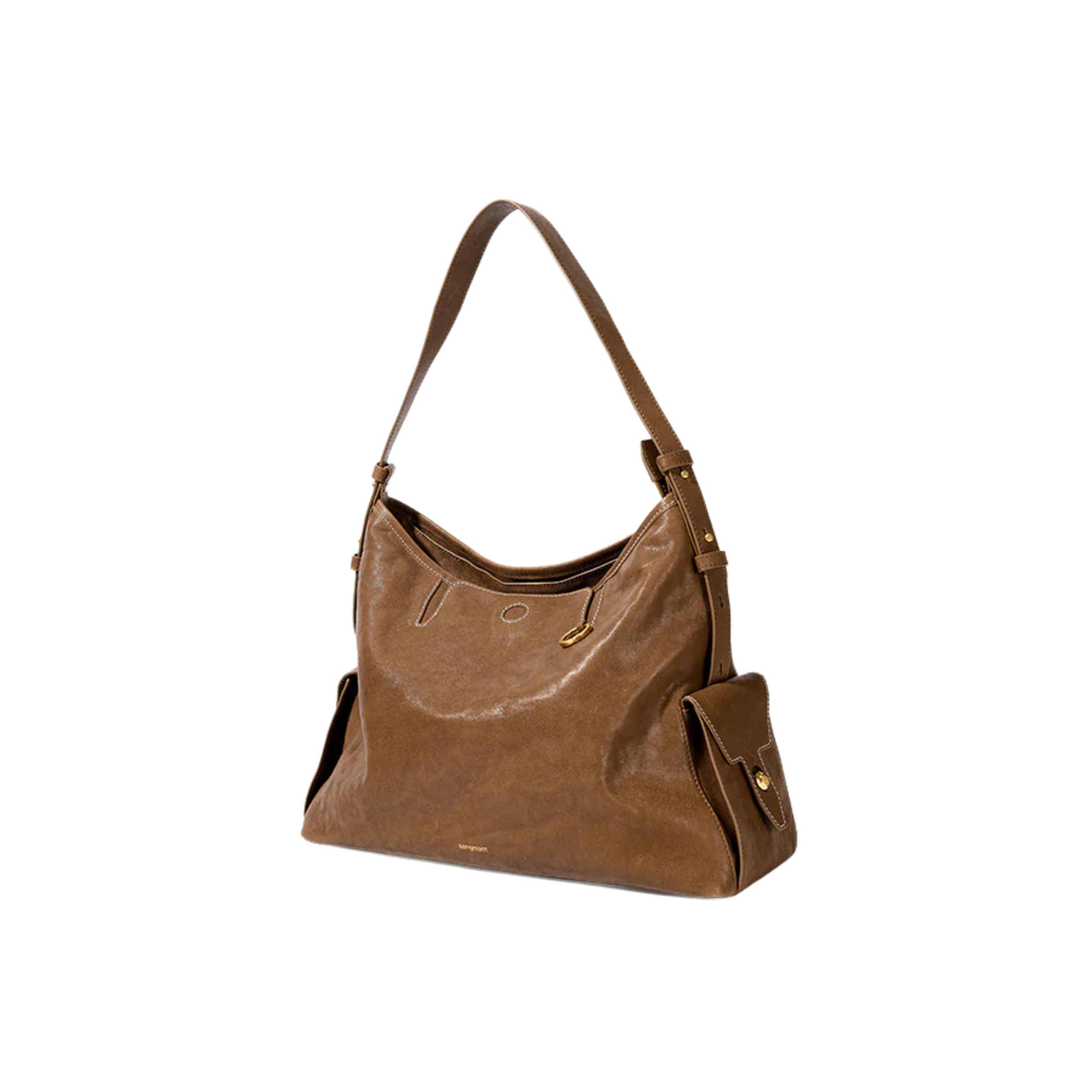 Brown Vegan Leather Hobo Bag