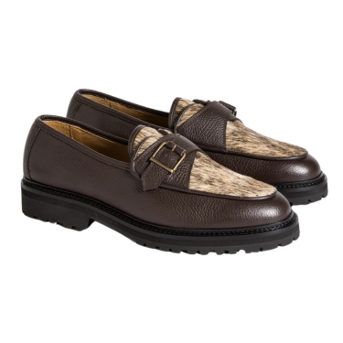 Custom Brown Leather & Haircalf Loafers