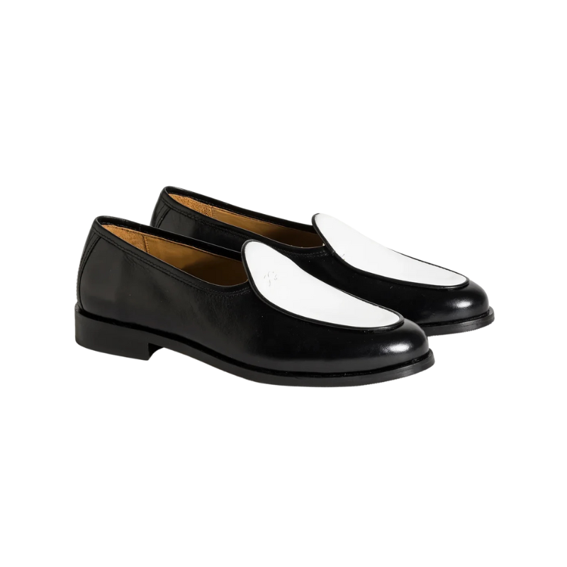 Customizable Bicolor Calf Leather Kitten Heel Loafers
