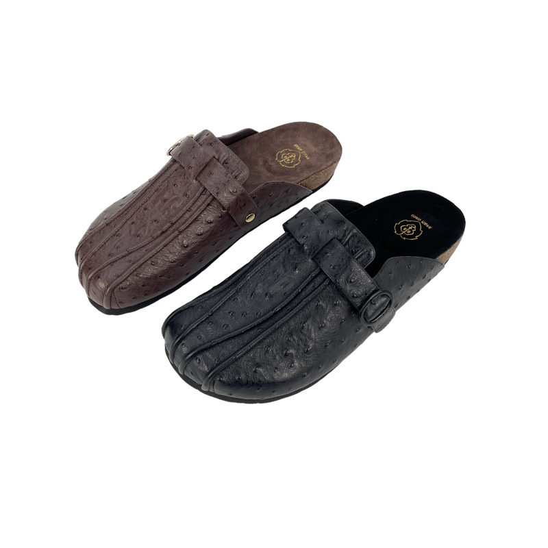 Luxury  clogs crafted from genuine ostrich leather