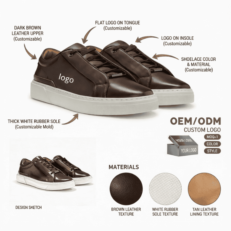 Dark Brown Calfskin Board Sneakers