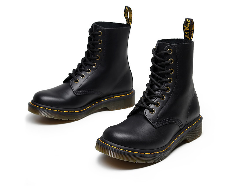 Dr martens 1460 platform pob taws khau looj plab hlaub nrog tawv tiag hauv lace up design (7)