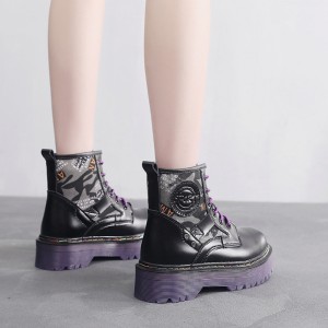 Dr Martens platform khau boots Jadaon 1460 liab qab ib leeg hauv lace up (5)