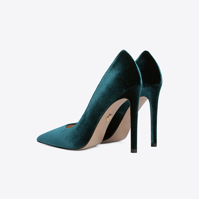 Green red velvet wedding dress heels formal wear stiletto party banquet elegant women stiletto heels