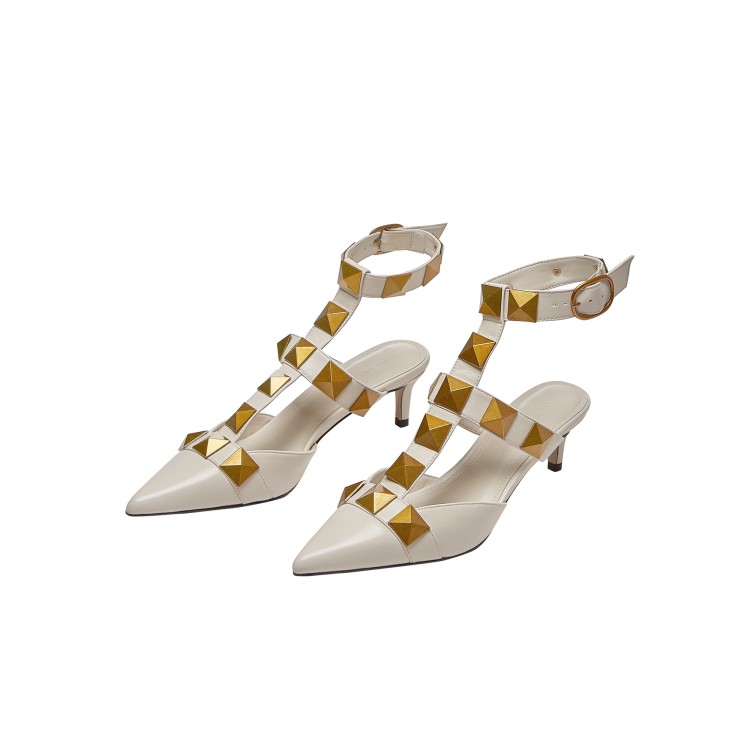 2022 summer T-Strap stiletto heel low sandals with rivets