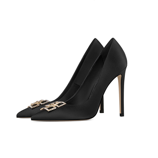Luxury Satin & Leather Accent Heels