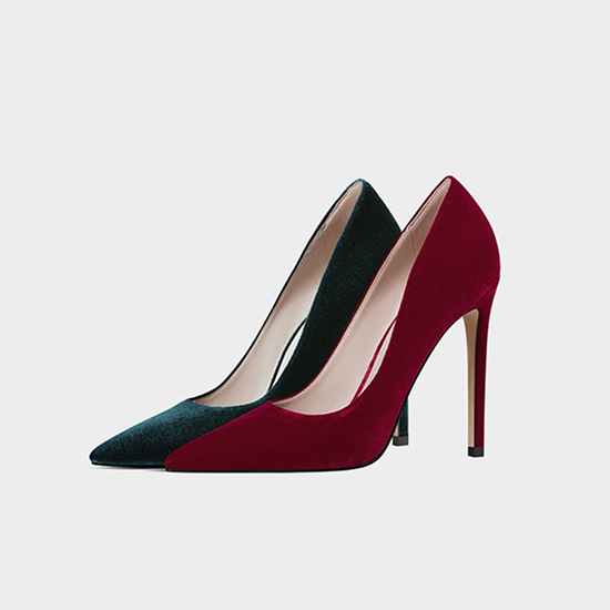Luxury Silk Velvet Flannel Bridal Kitten Heel Pumps