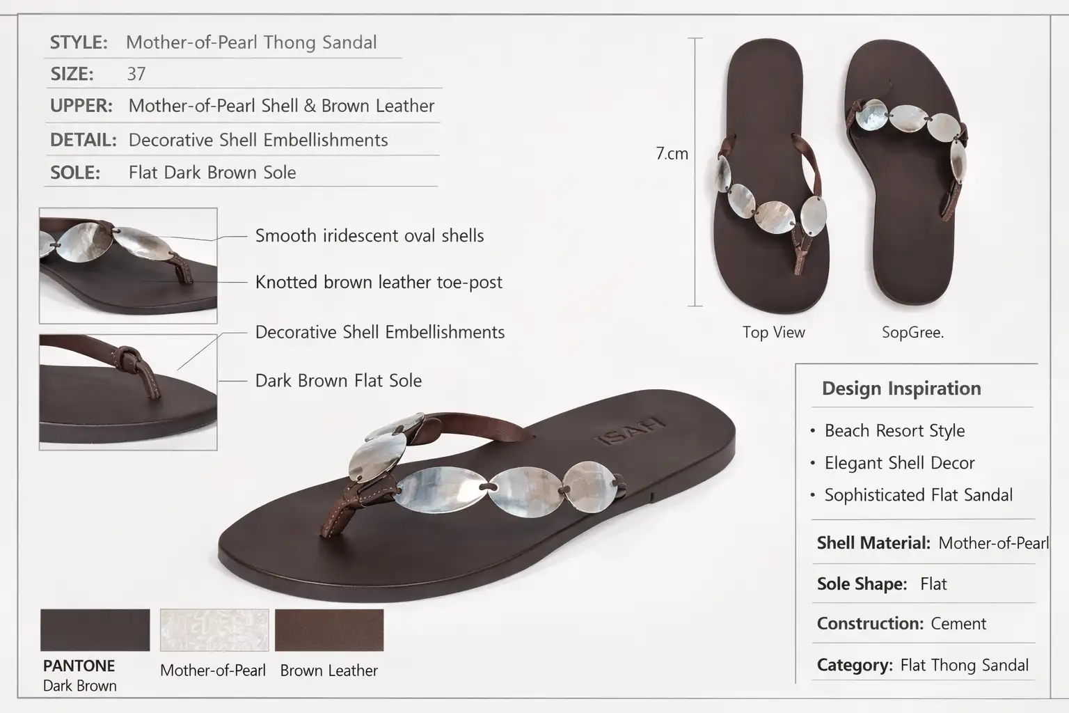 Minimal Leather Thong Sandal with Buckle Toe Post