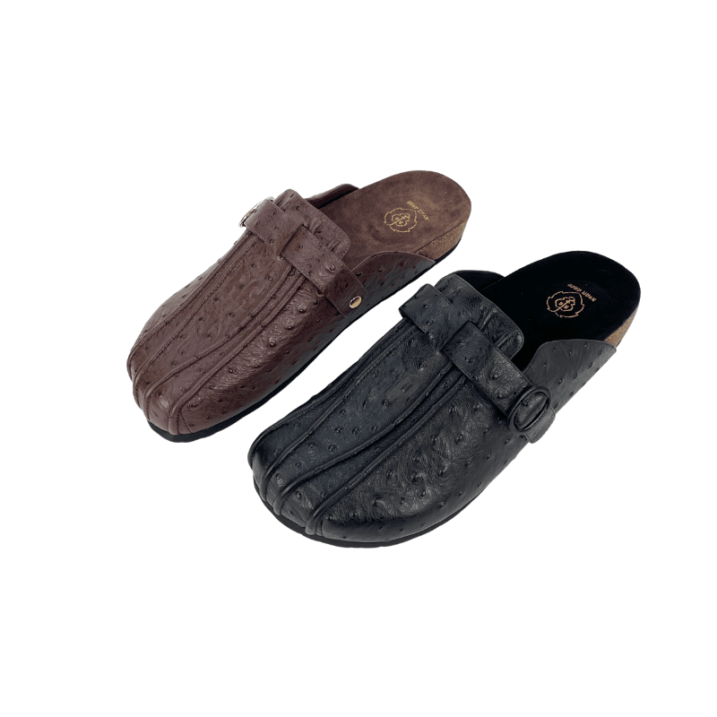 Ostrich Texture Clog Pair Display