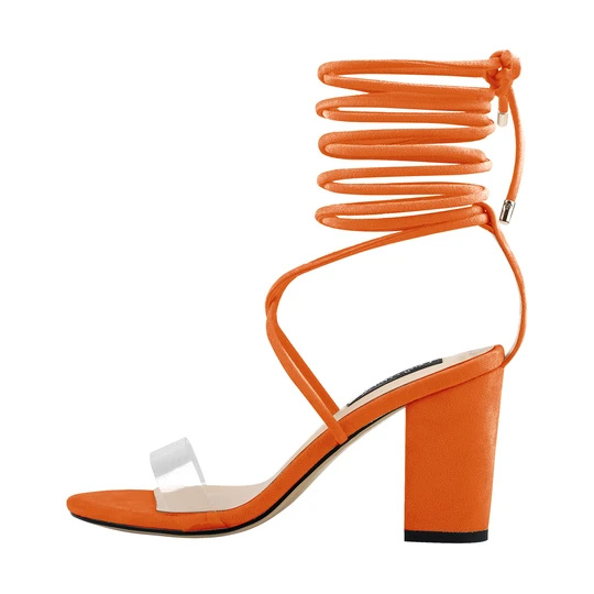 Clear Band Gladiator Chunky High Heel