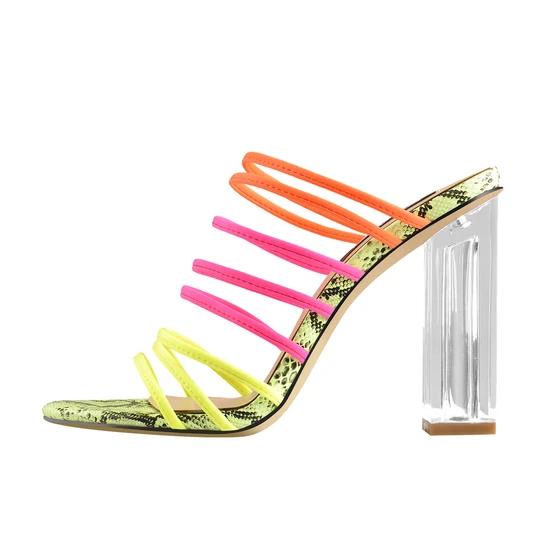 Fluorescent Snake skin Elastic Sandals