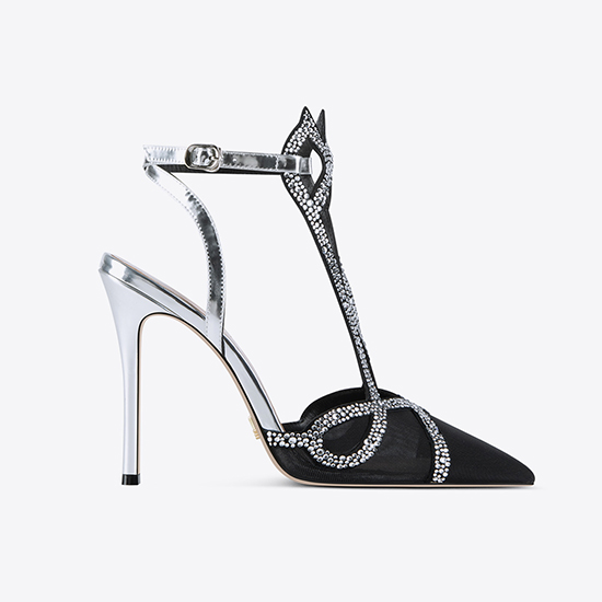 China 2022 New design custom made pointed blackupper silver high heel ...