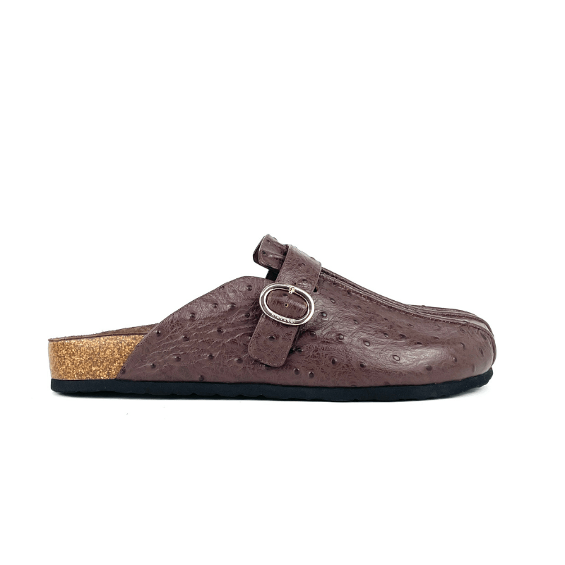 oem ostrich texture leather clogs