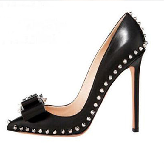 Fashion Design Metal Rivet Leather Clogs & Stiletto Heels
